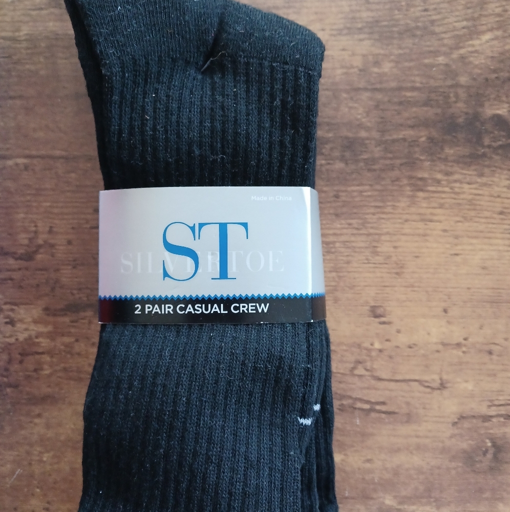 2 pair of Silvertoe black tall casual crew socks